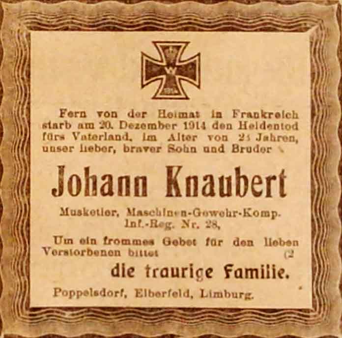 Anzeige im General-Anzeiger vom 5. Januar 1915