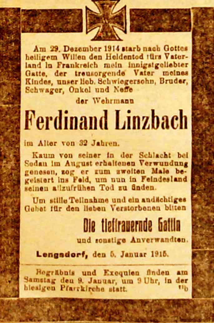 Anzeige in der Deutschen Reichs-Zeitung vom 7. Januar 1915