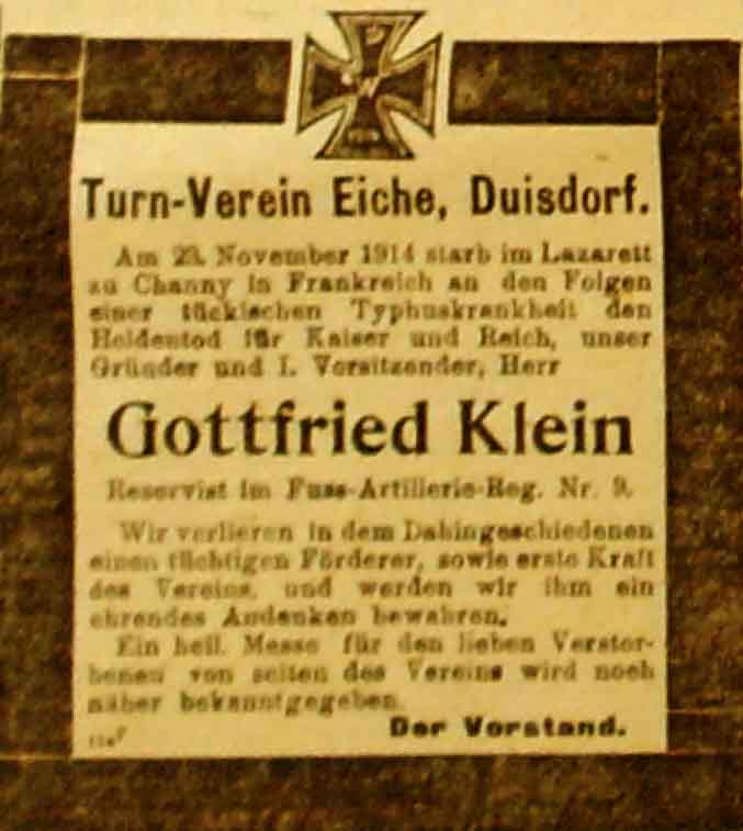 Anzeige in der Deutschen Reichs-Zeitung vom 15. Januar 1915