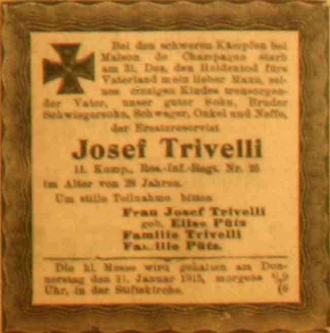 Anzeige im General-Anzeiger vom 16. Januar 1915