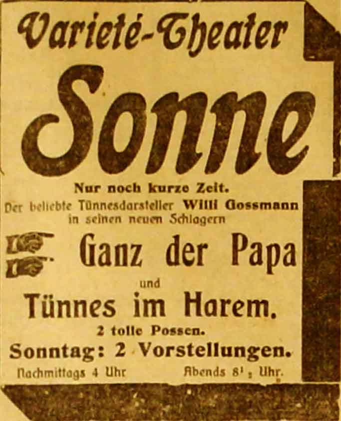 Anzeige im General-Anzeiger vom 16. Januar 1915