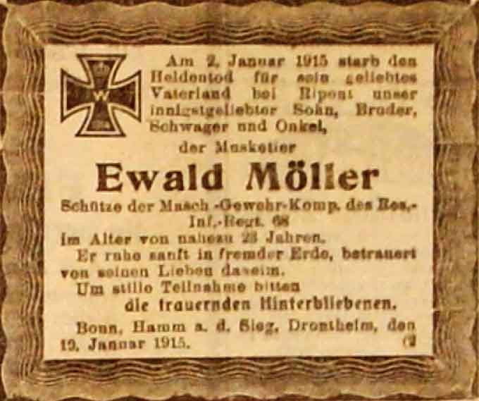 Anzeige im General-Anzeiger vom 19. Januar 1915