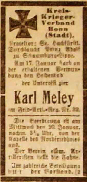 Anzeige im General-Anzeiger vom 20. 1.1915