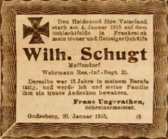 Anzeige im General-Anzeiger vom 22. Januar 1915