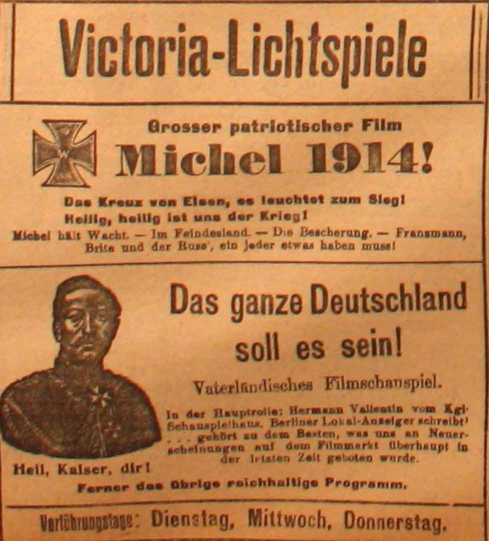 Anzeige in der Reichs-Zeitung vom 26. Januar 1915