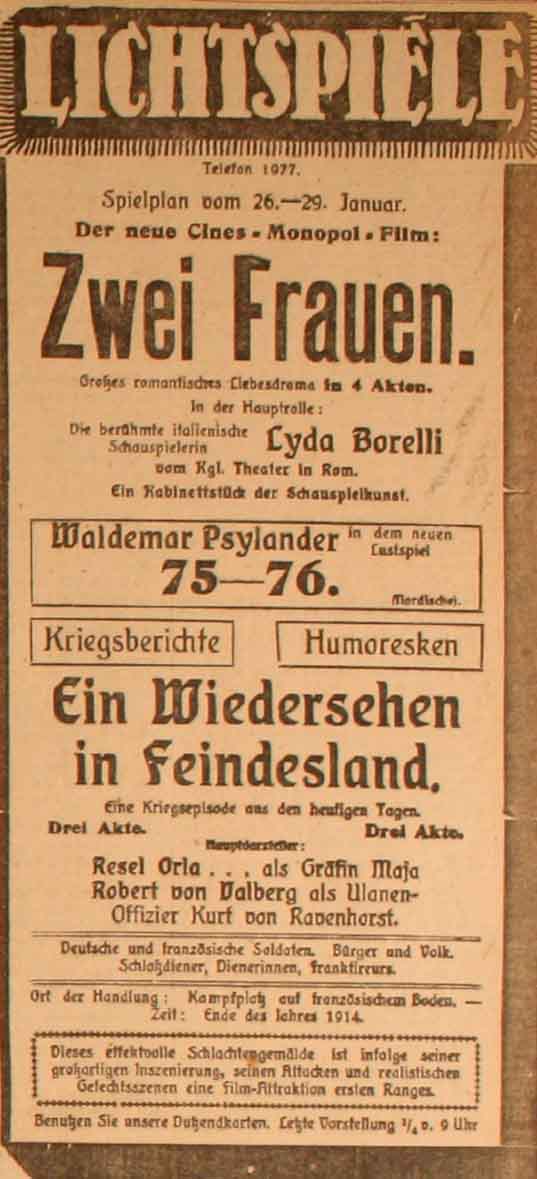 Anzeige im General-Anzeiger vom 26. Januar 1915