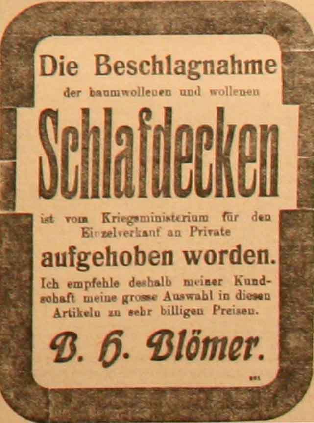 Anzeige in der Deutschen Reichs-Zeitung vom 28. Januar 1915