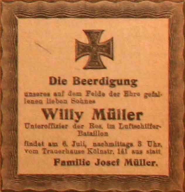 Anzeige im General-Anzeiger vom 5. Juli 1915