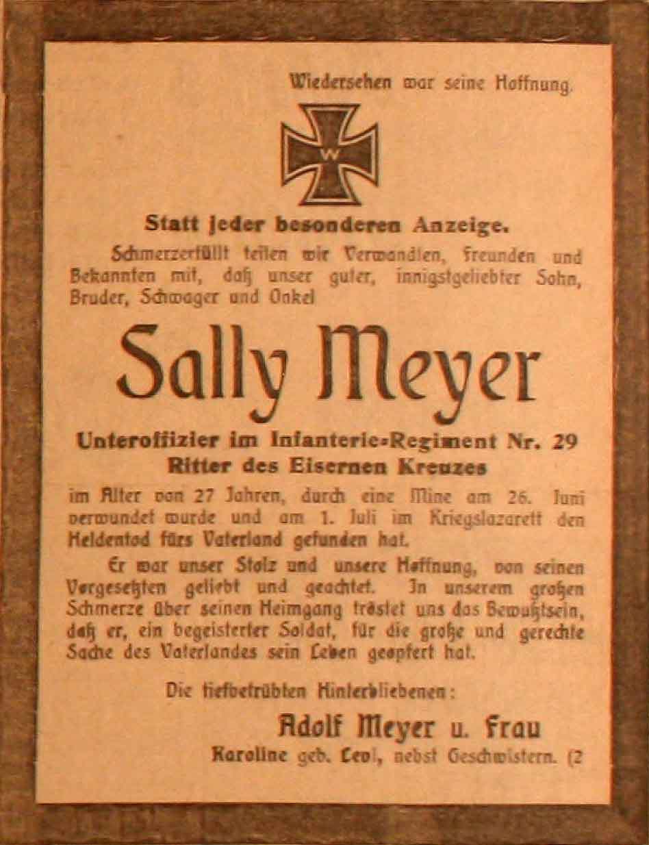 Anzeige im General-Anzeiger vom 6. Juli 1915