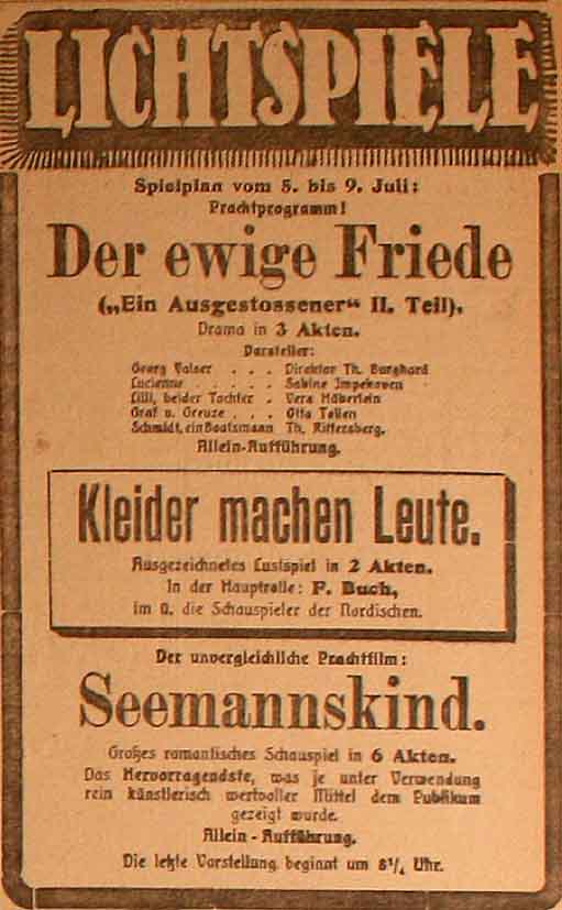 Anzeige im General-Anzeiger vom 6. Juli 1915