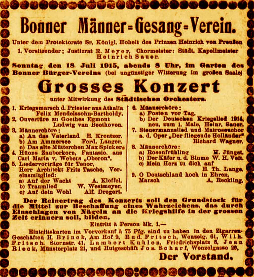 Anzeige im General-Anzeiger vom 16. Juli 1915