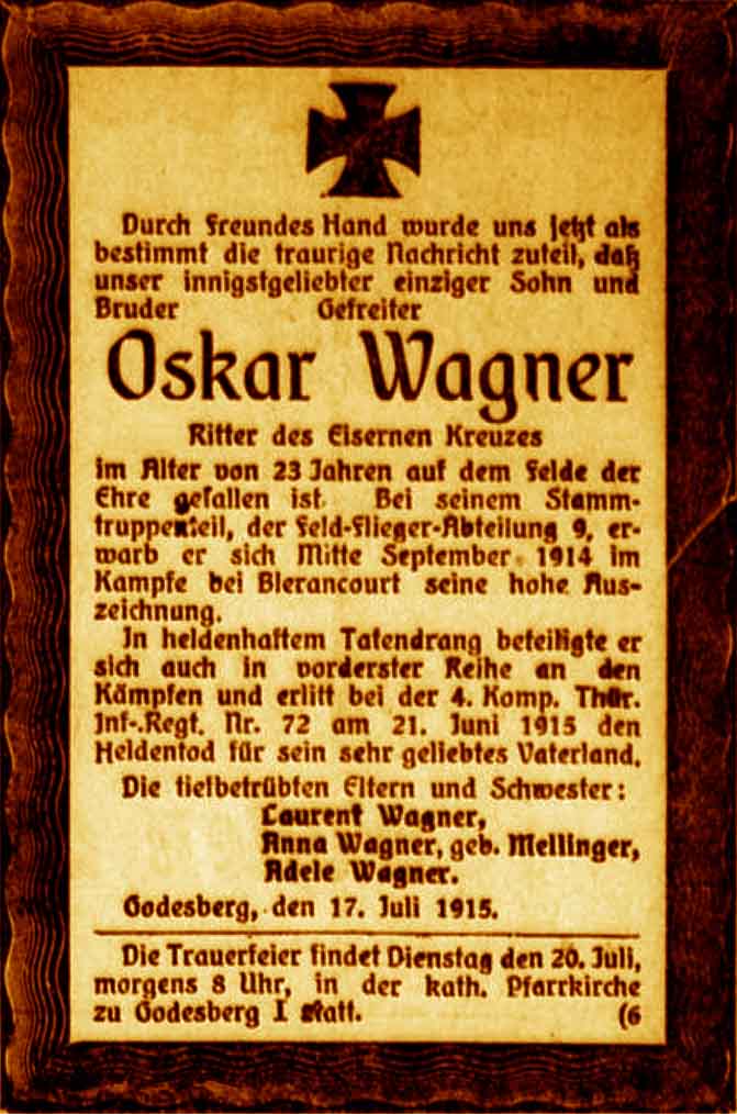 Anzeige im General-Anzeiger vom 17. Juli 1915