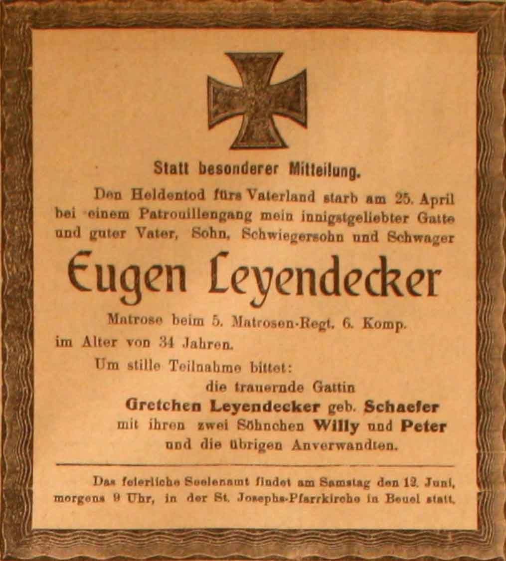 Anzeige im General-Anzeiger vom 9. Juni 1915