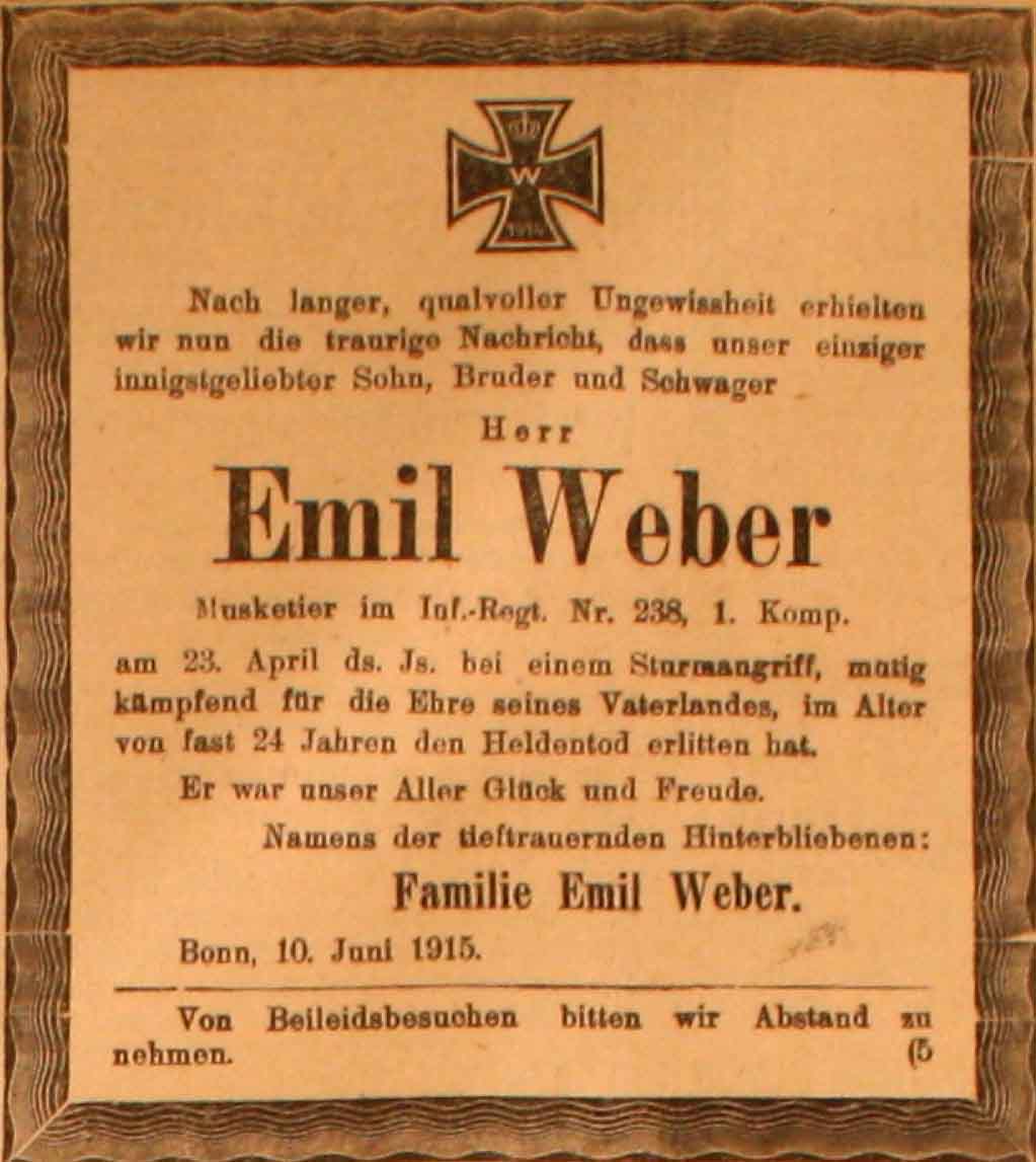 Anzeige im General-Anzeiger vom 11. Juni 1915