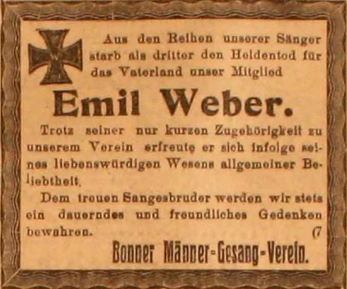 Anzeige im General-Anzeiger vom 13. Juni 1915