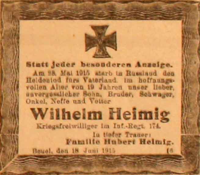 Anzeige im General-Anzeiger vom 19. Juni 1915