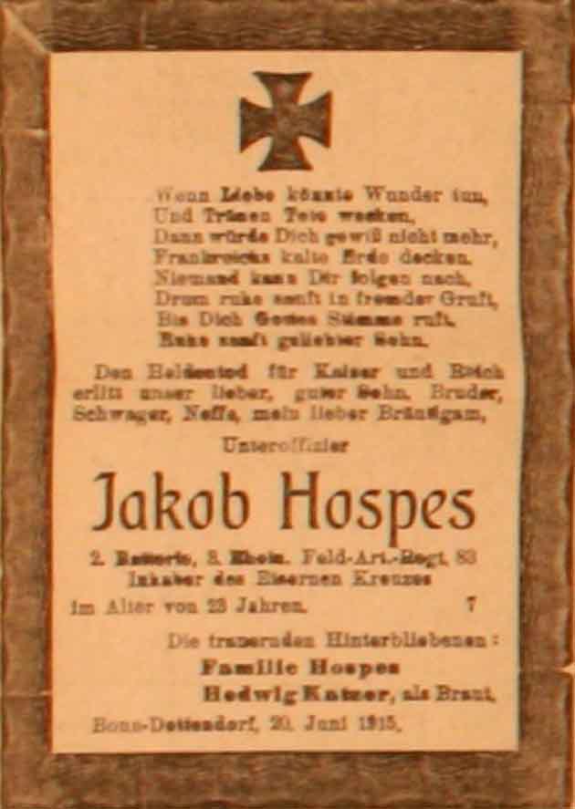 Anzeige im General-Anzeiger vom 20. Juni 1915