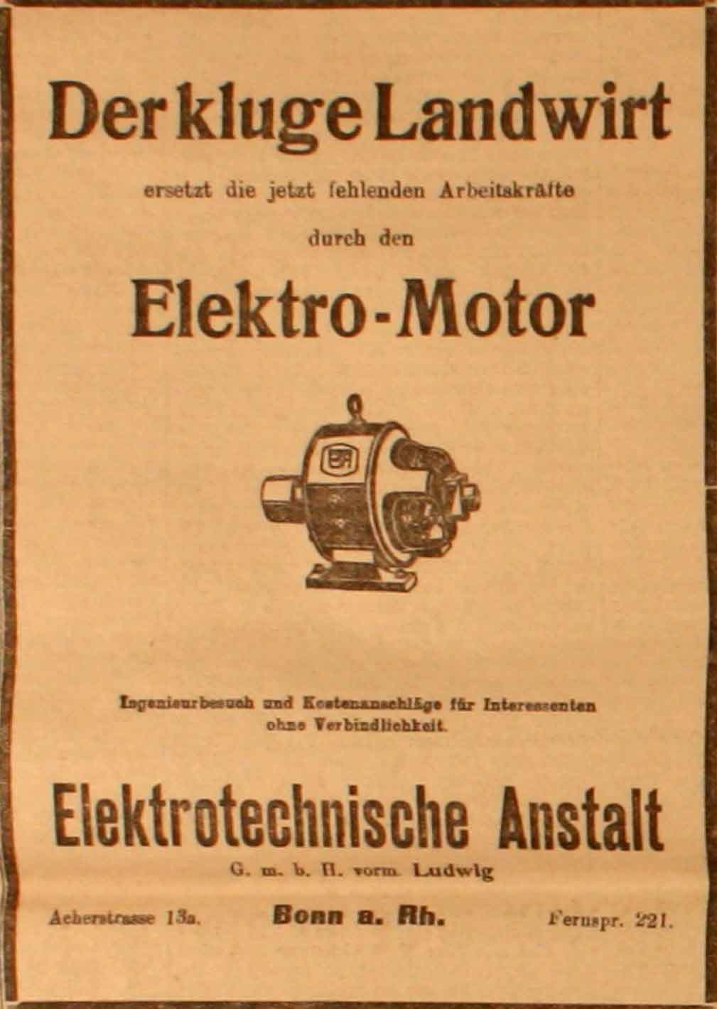Anzeige in der Deutschen Reichs-Zeitung vom 22. Juni 1915
