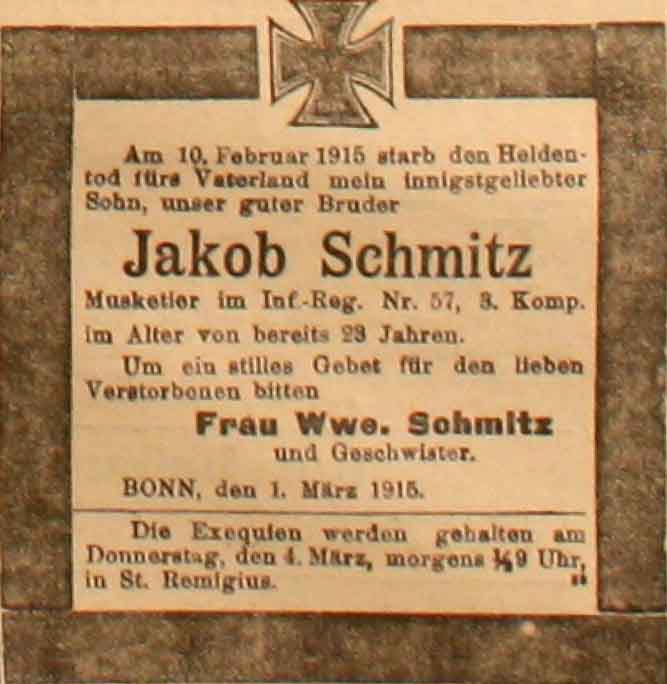 Anzeige in der Deutschen Reichs-Zeitung vom 3. März 1915