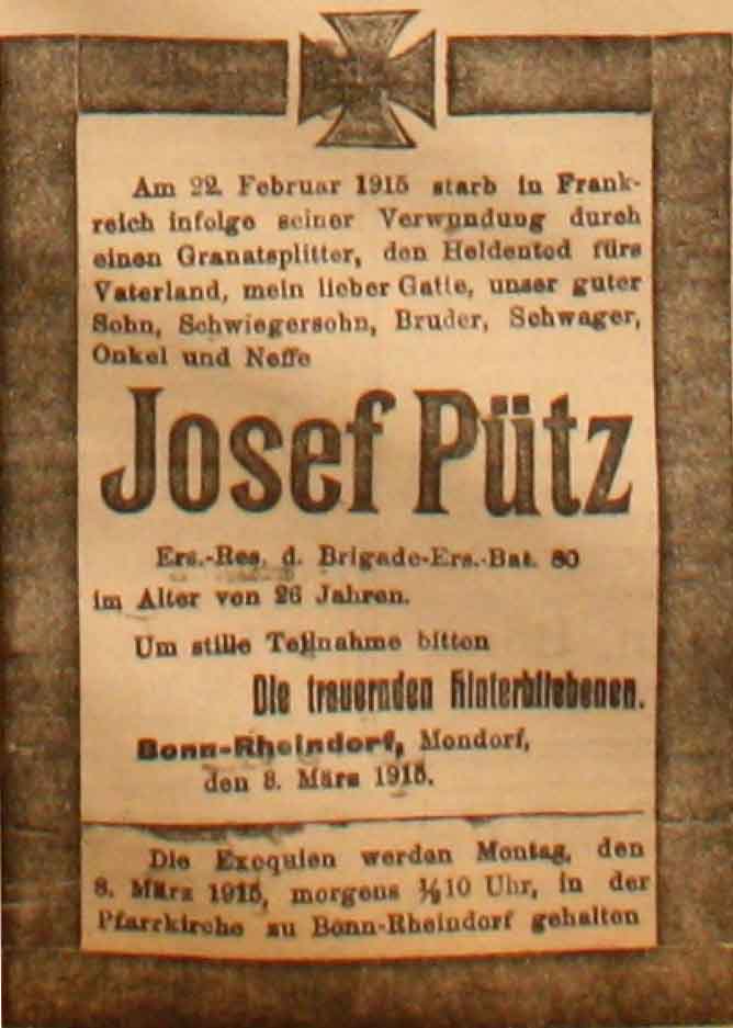 Anzeige in der Deutschen Reichs-Zeitung vom 4. März 1915