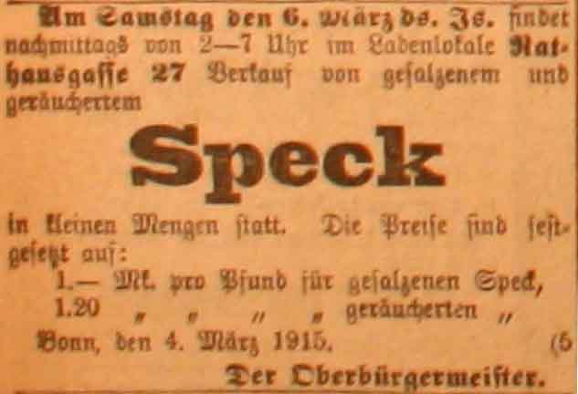 Anzeige im General-Anzeiger vom 5. März 1915