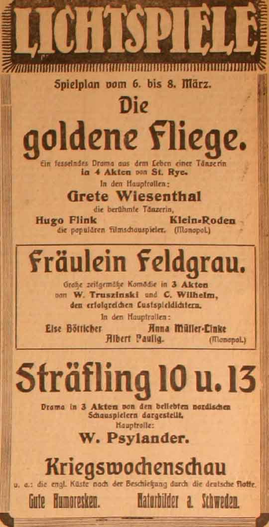 Anzeige im General-Anzeiger vom 6. März 1915