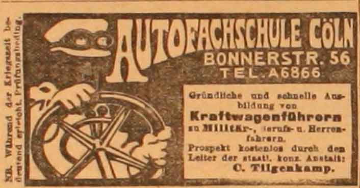Anzeige in der Deutschen Reichs-Zeitung vom 8. März 1915