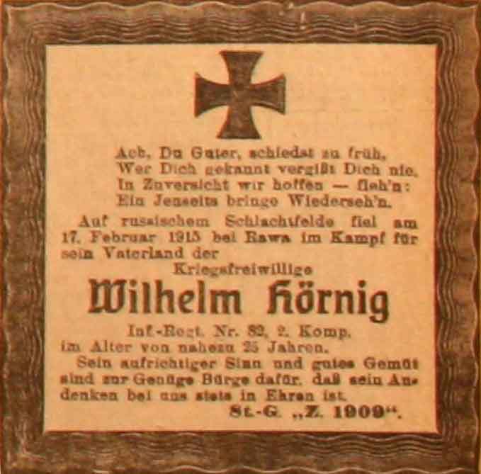 Anzeige im General-Anzeiger vom 8. März 1915