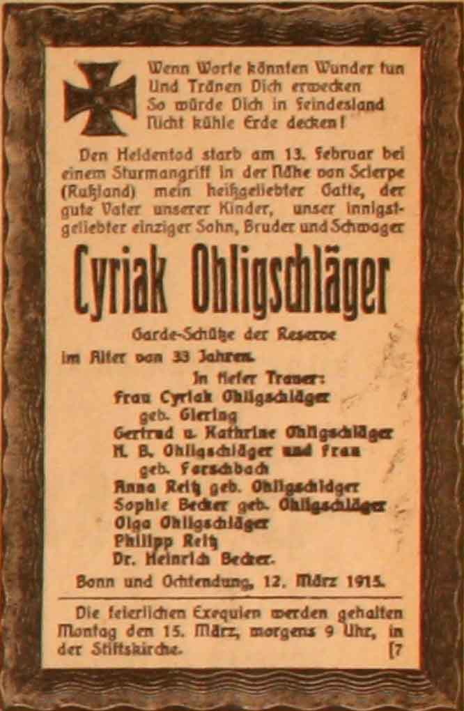 Anzeige im General-Anzeiger vom 14. März 1915