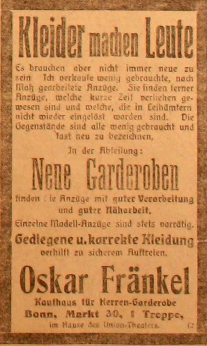Anzeige im General-Anzeiger vom 16. März 1915