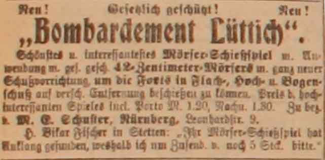 Anzeige in der Deutschen Reichs-Zeitung vom 19. März 1915