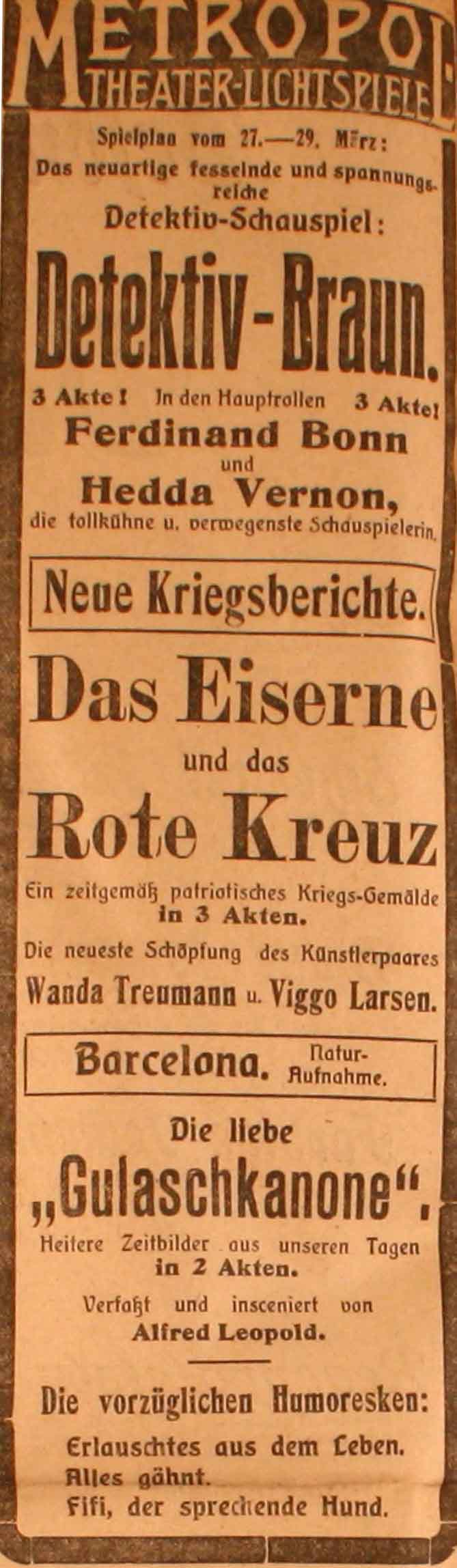 Anzeige im General-Anzeiger vom 27. März 1915