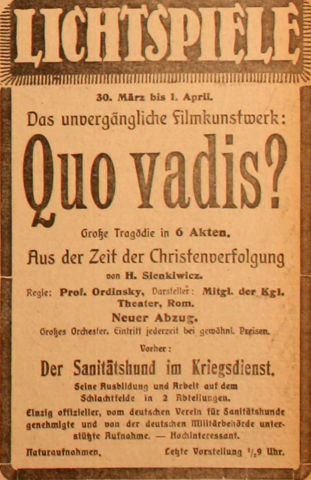 Anzeige im General-Anzeiger vom 30. März 1915