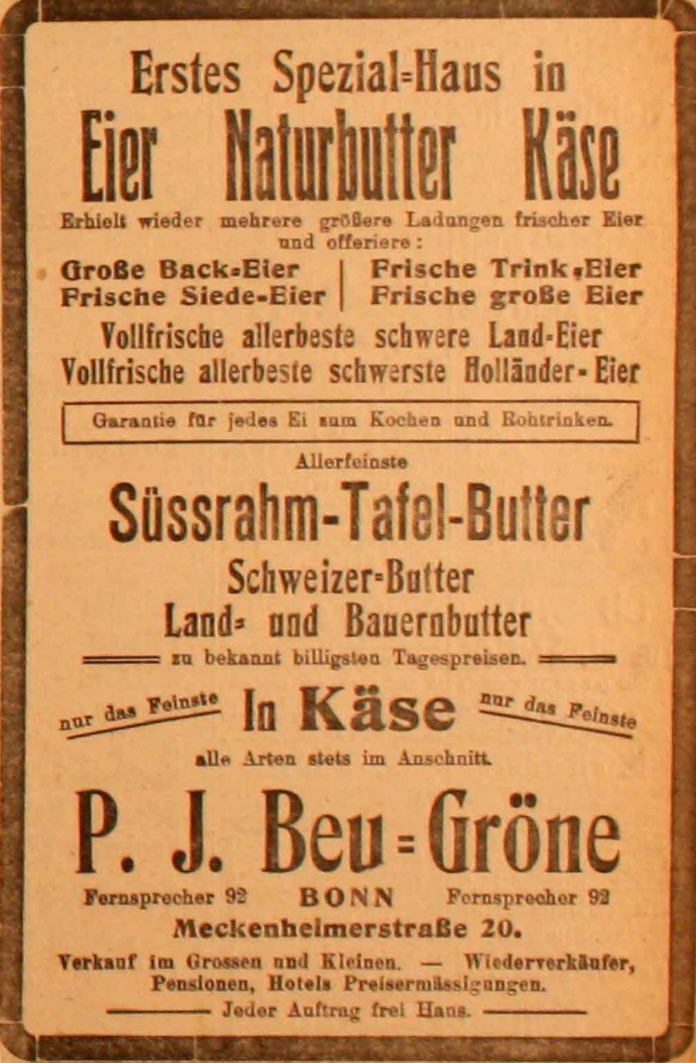 Anzeige im General-Anzeiger vom 31. März 1915
