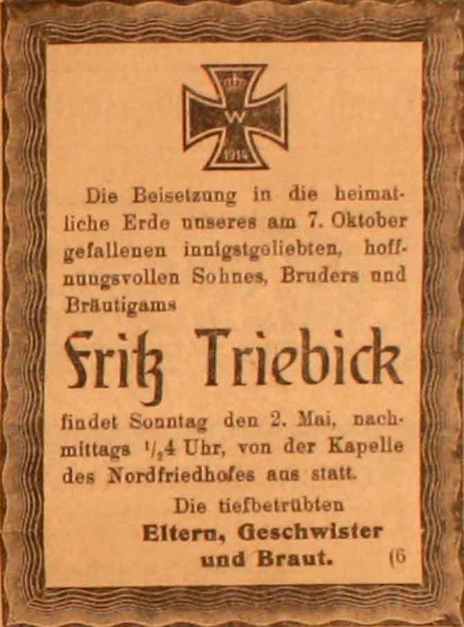 Anzeige im General-Anzeiger vom 1. Mai 1915