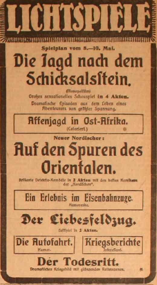 Anzeige im General-Anzeiger vom 8. Mai 1915