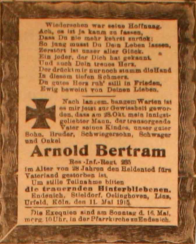 Anzeige im General-Anzeiger vom 12. Mai 1915