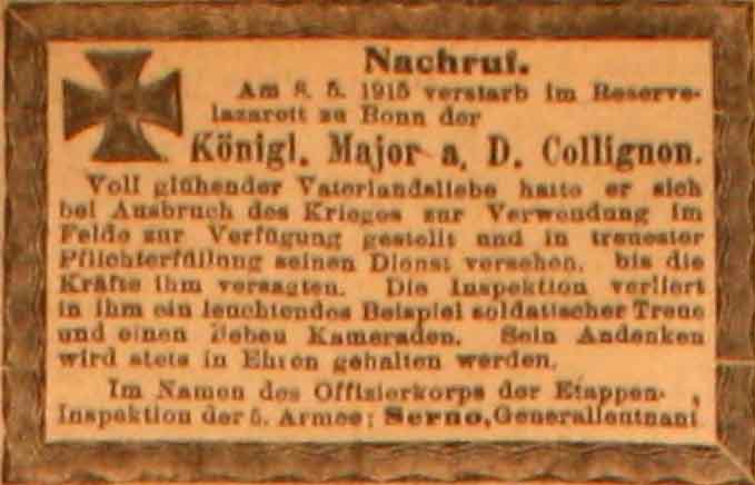 Anzeige im General-Anzeiger vom 14. Mai 1915