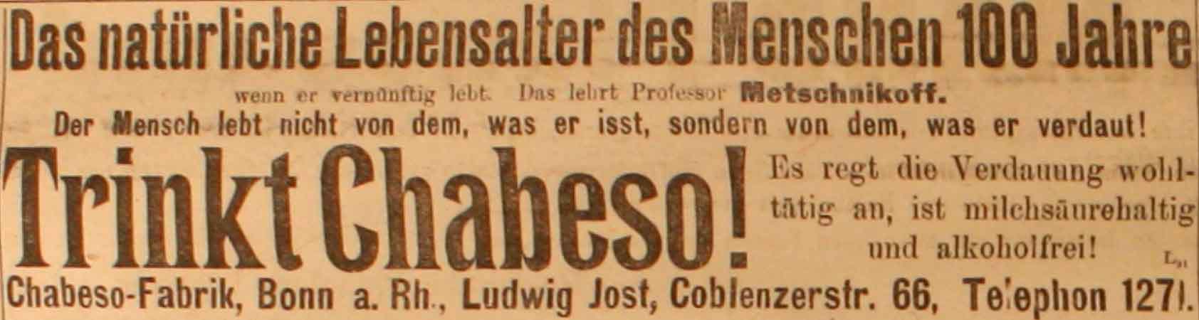 Anzeige in der Deutschen Reichs-Zeitung vom 16. Mai 1915