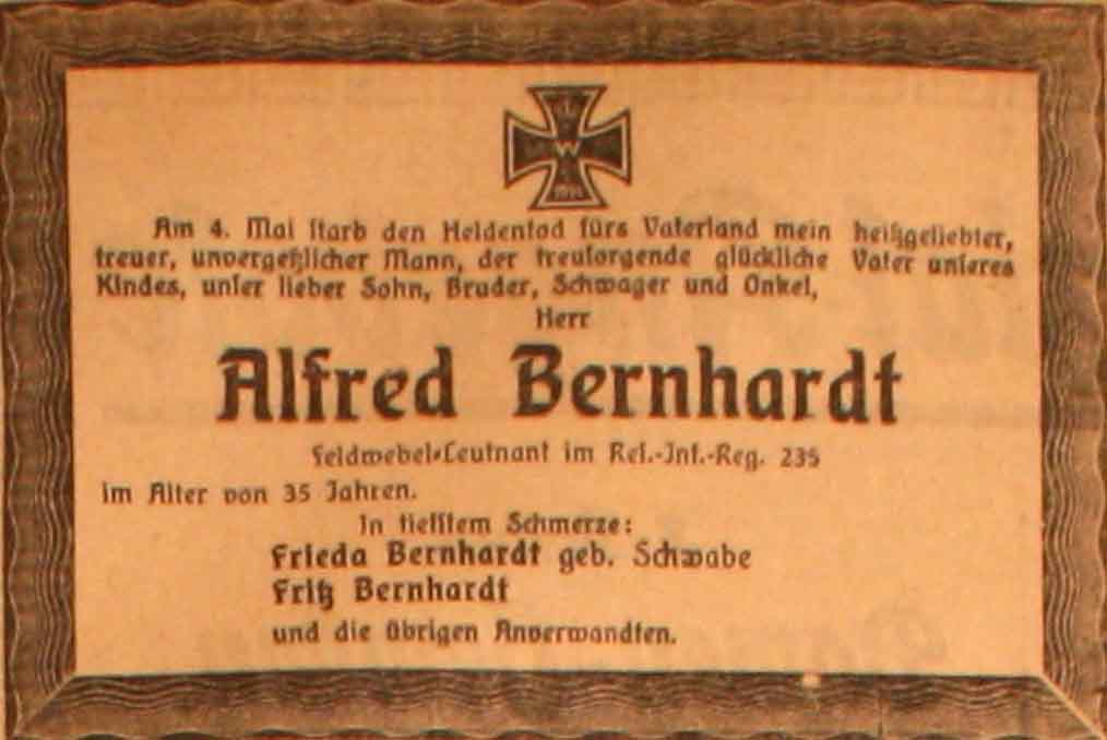 Anzeige im General-Anzeiger vom 19. Mai 1915