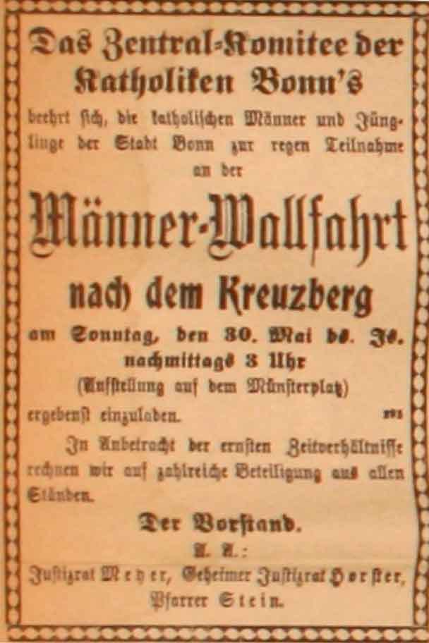 Anzeige in der Deutschen Reichs-Zeitung vom 29. Mai 1915