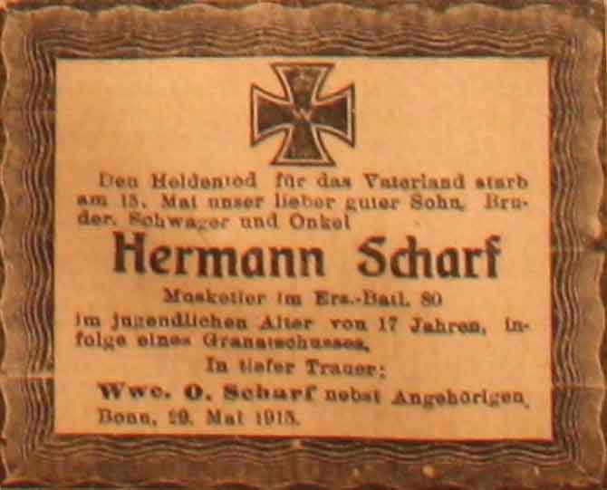 Anzeige im General-Anzeiger vom 30. Mai 1915
