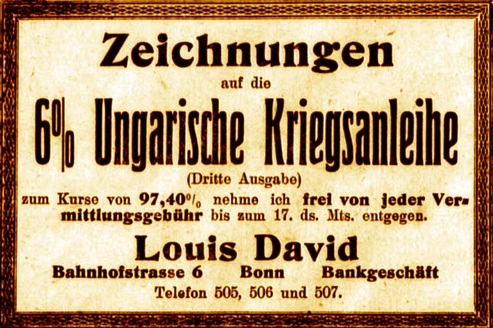 Anzeige im General-Anzeiger vom 11. November 1915