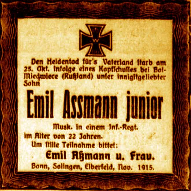 Anzeige im General-Anzeiger vom 12. November 1915