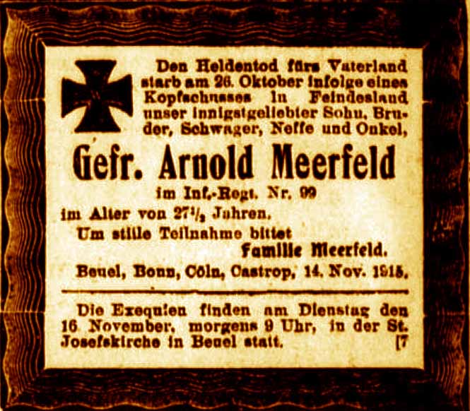 Anzeige im General-Anzeiger vom 14. November 1915