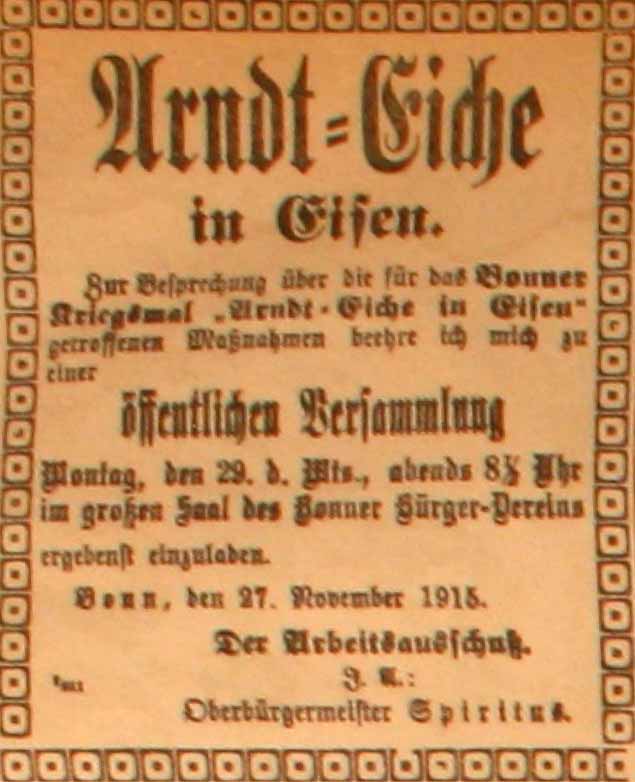 Anzeige in der Deutschen Reichs-Zeitung vom 28. November 1915