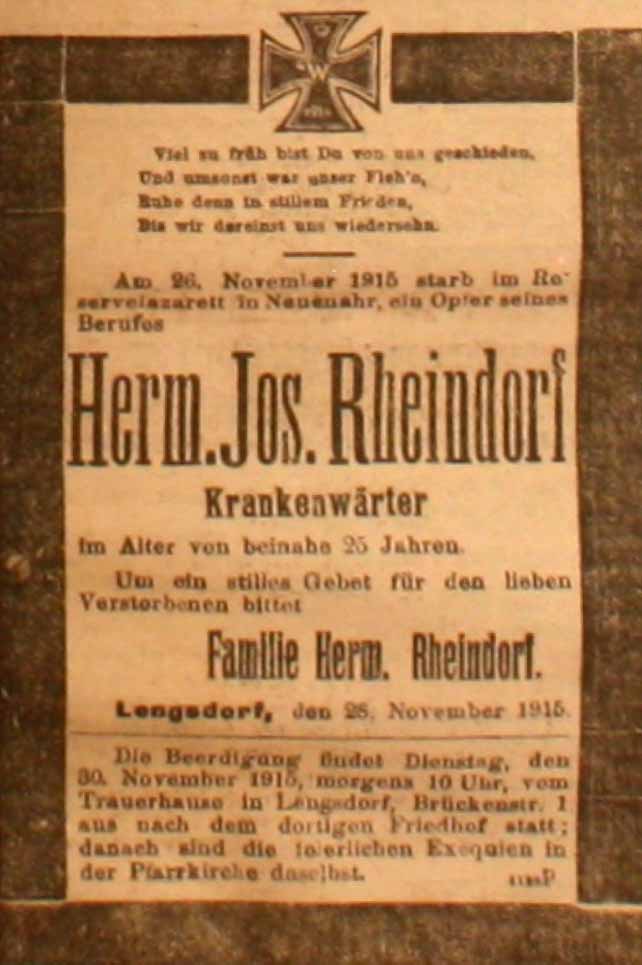 Anzeige in der Deutschen Reichs-Zeitung vom 29. November 1915