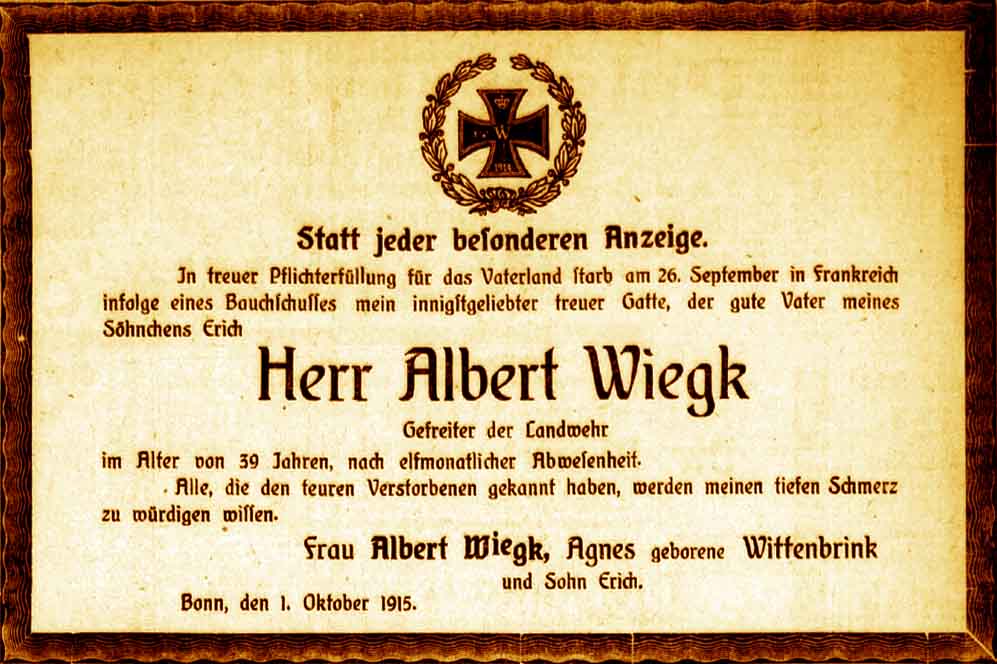 Anzeige im General-Anzeiger vom 2. Oktober 1915