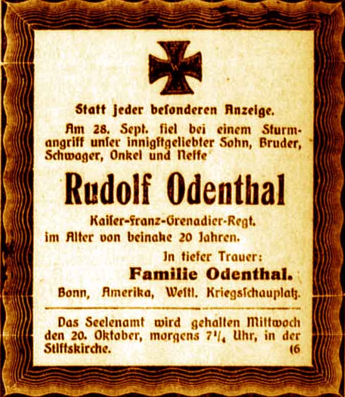 Anzeige im General-Anzeiger vom 16. Oktober 1915