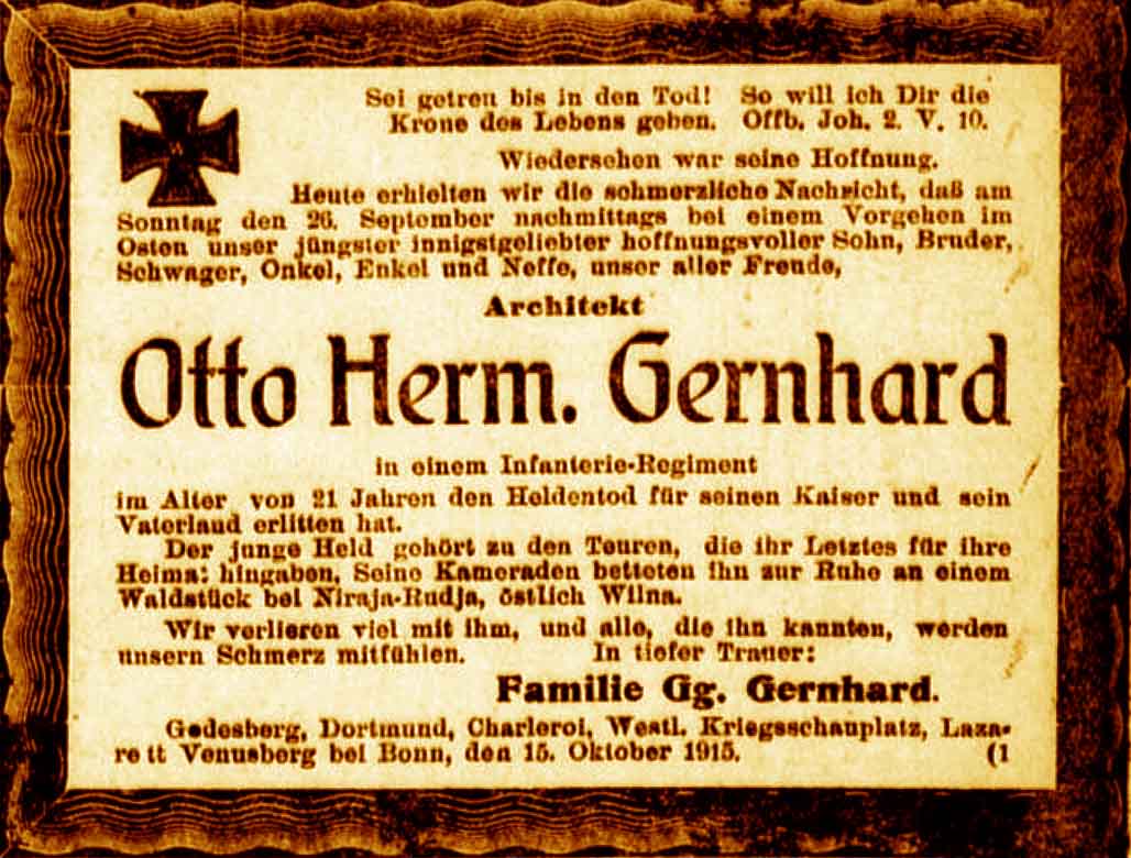 Anzeige im General-Anzeiger vom 18. Oktober 1915